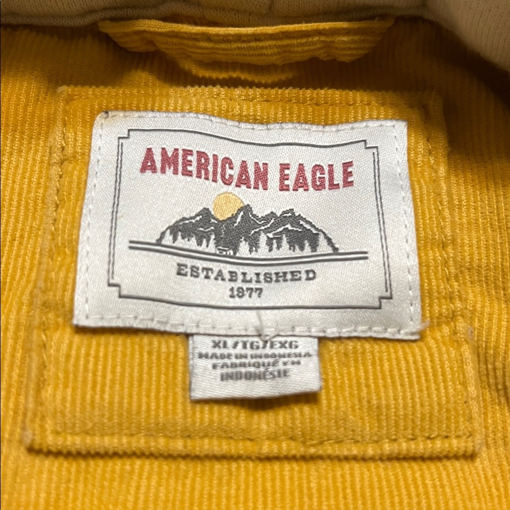 American Eagle Cozy Cabin Oversized Flannel Hoodie. Gold & cream. Super soft. - Picture 7 of 10